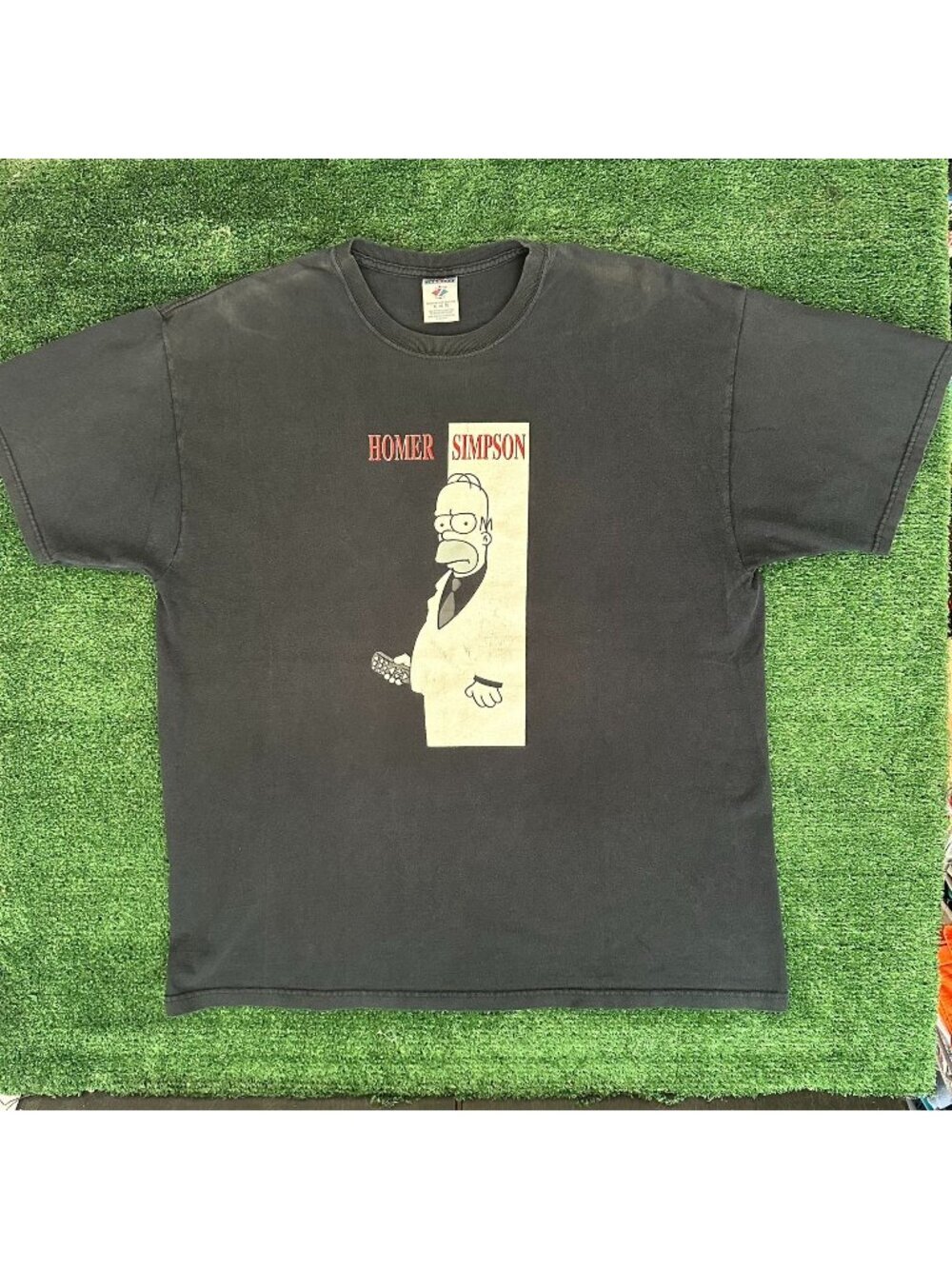 Vintage Y2K Homer Simpsons Scarface Parody T-Shirt Boxy Black XL Grunge Humor
